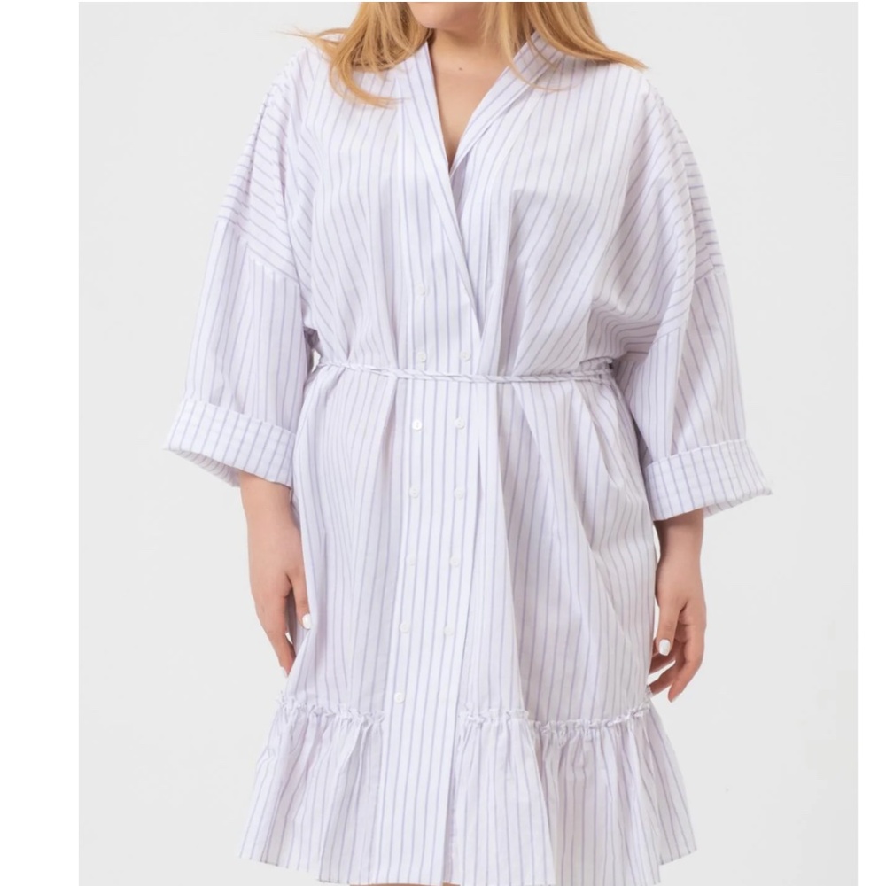 Harshman Nebbi Caftan Dress In White/Lavender Sz 1X